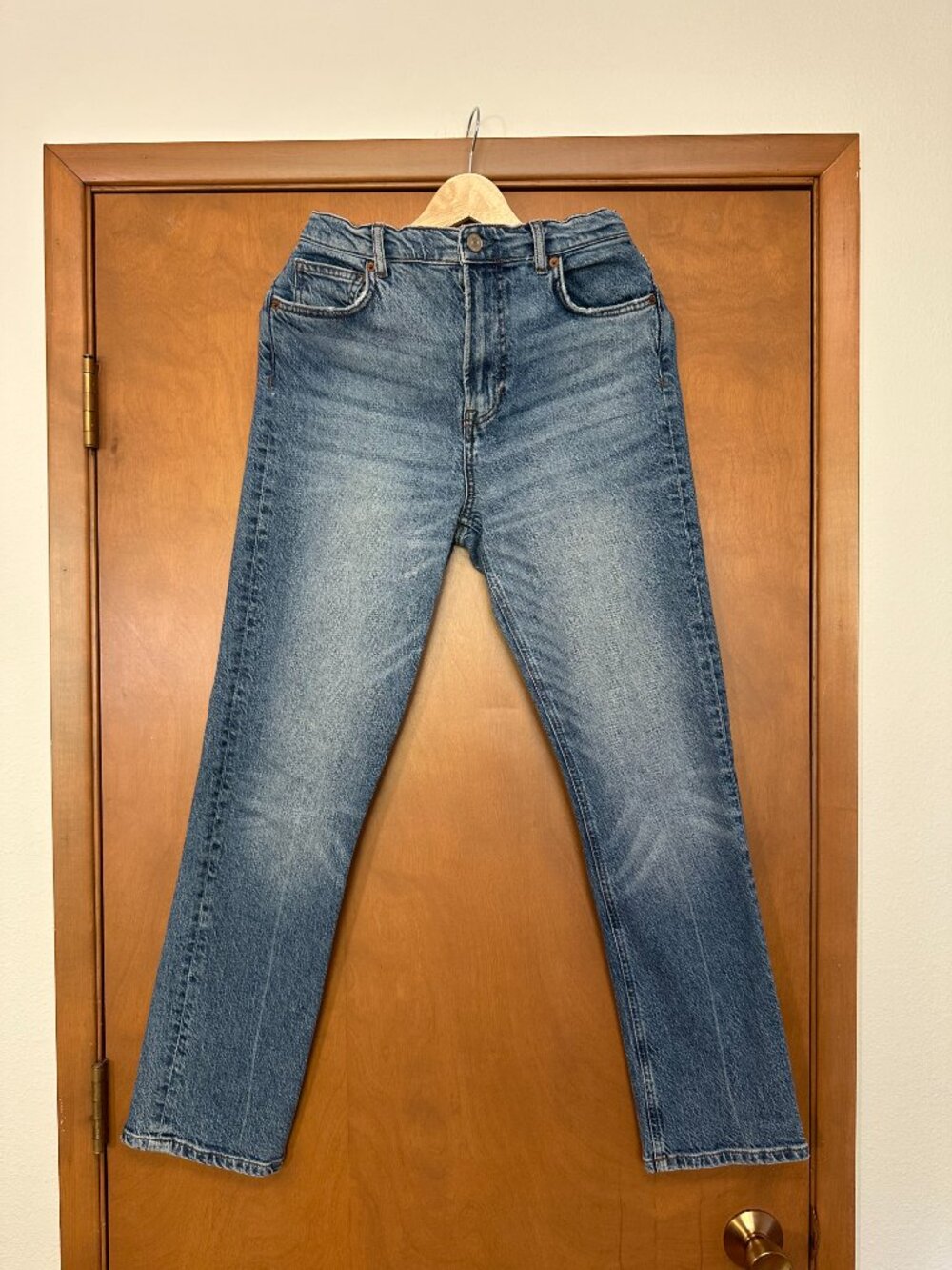 Reformation Liza Ultra High Rise Straight Jeans Blue Size 28
